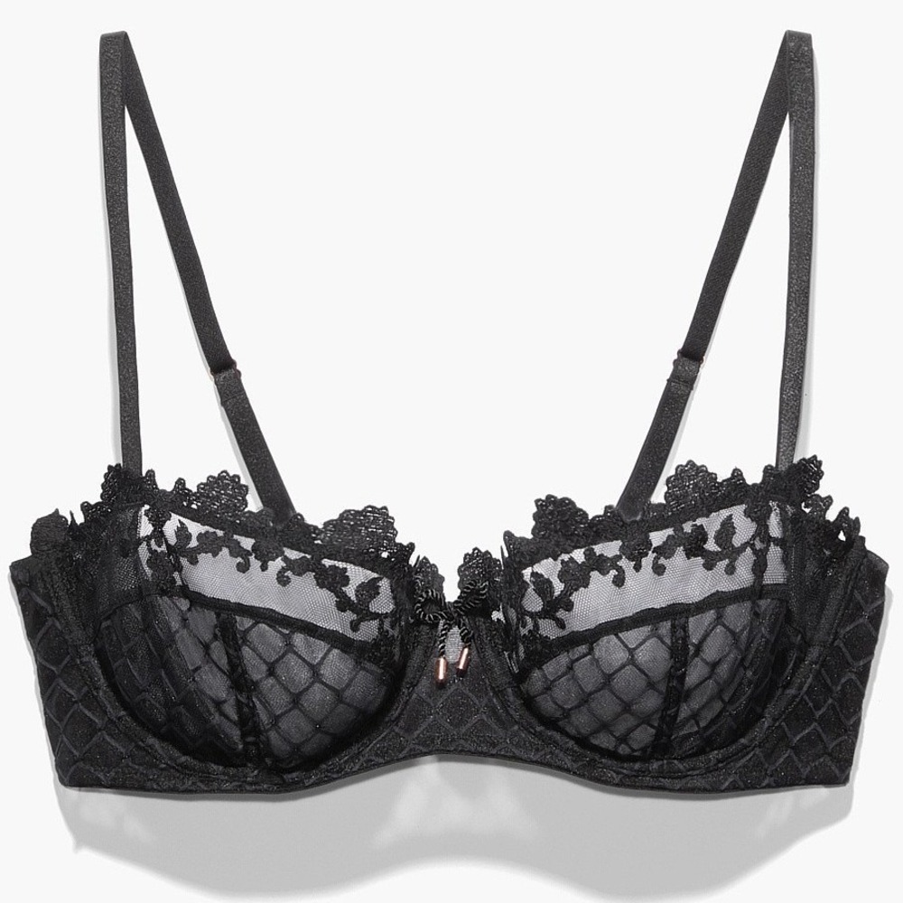 Savage X Fenti 38C $65 Black Baroque Bondage Unlined Balconette Bra